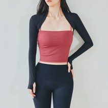 뮤즈마인 - 커버업 오버 리스트 볼레로 블랙 요가복 필라테스 커버업 상의 핑거홀 헬스 테니스 발레, M, 그레이