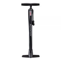 Schwinn 플로어 바이크 펌프 40.6cm(16인치) 높이 내장 압력 게이지 Presta 및 Schrader 자전거 펌프 밸브 호환 최대 120PSI까지 이동 블랙