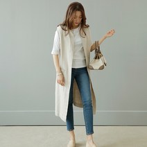 비나인 리넨 롱 조끼