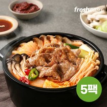 @런칭기념 특가(1팩당 6 180원)@[프레시지] theEASY 얼큰 소고기 버섯 전골 500gx5팩, 단품
