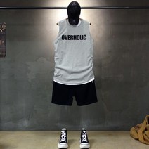 오버홀릭 남자 오버핏 심플로고 나시티 남성 민소매 면 여름 커플 시밀러룩