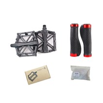 파르고 자전거 볼 베어링 평페달 + 그립 좌우 1세트, 블랙