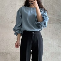 프릴블라우스 벌룬 퍼프 소매 아방 모달 레이온 린넨 인견 블라우스