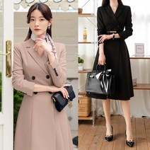 시크라인 테일러드카라 더블버튼 자켓형 원피스