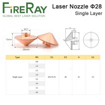 FireRay-직경 28mm 레이저 노즐 싱글 더블 레이어 구경 0.8-5.0 스레드 M11 Precitec WSX 파이버 커팅 헤, 02 Double Layers_11 4.0mm