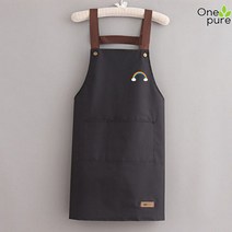 미술작업복 공예 의류 점프수트 일체형 현장 정비복, 스터드 스트랩 워터프루프 퓨어 블랙 - 레인보우