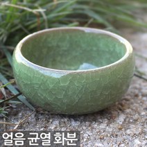 얼음 균열 도자기 선인장 화분 - 미니 다육이 다육 자기 책상 사무실 아이방 거실 인테리어, 02_Sein_얼음균열화분-연녹색A