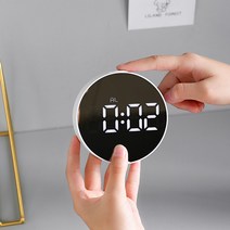 Picky Virgo 미러 LED 탁상시계, 화이트 토끼, 16*16*4.3CM