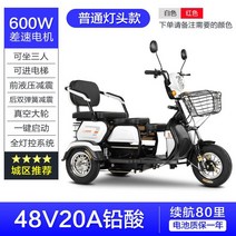 전기자전거 스쿠터 오토바이 삼륜차 세발자전거 로드자전거, 48V 기준 600W 모터 + 20AH 납축전지  화이