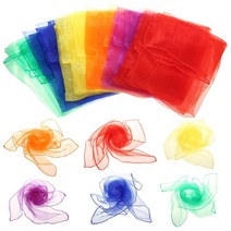 12 pcs 6060 cm 저글링 천 체조 수건 춤 실크 스카프 빨간색 노란색 주황색 파란색 보라색 녹색 desigual 스카프
