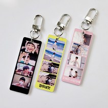 메탈 포토 인생네컷 키링 커플 반려동물 선물 에어팟 버즈 프로 자동차 차량용 키링 키홀더, 01.네컷키링(다른양면), 동글체, 머스타드옐로우