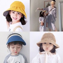 엄마랑 커플 자외선차단 아기 유아 여름 밀짚 썬캡 모자