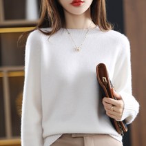 캐시미어 100 니트 라운드 브이넥 여성 가을과 겨울 스웨터 여성용 풀오버 솔리드 컬러 와일드 울 느슨한 셔츠