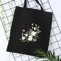 에코백 꽃 자수 diy 집콕 취미 생활 잡순이 공예 초보, 화이트로즈1 [패키지+모조대나무 자수스트레치]