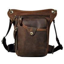 오토바이탑박스 빈티지 가죽 허리 팩 드롭 레그 백 남성용 벨트 힙 범 백 03Deep Brpwn 캐주얼