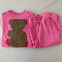 곰돌이 상하세트 핑크 조거 면 맨투맨 바지 남아 여아 돌쟁이 돌 아기 상하복