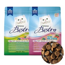 뉴트리나 비스트로캣 키튼 어덜트 전연령 헤어볼컨트롤 고양이 작은알갱이 사료 2kg, 어덜트2kg