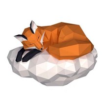3D 종이 공예 DIY 모델 잠긴 여우 조각 구름 홈 장식 퍼즐 동물 접기 선물 성인 장난감 거실 279559, 주황색