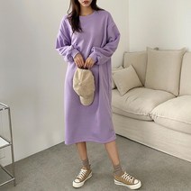 여자 기모 가을겨울 라운드넥 원마일 무지면 원피스