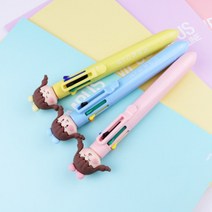 근이몰 멀티펜 그립감 좋은 다색 볼펜 문구 필기구 학용품 (0.5mm), 10색 모자소녀핑크