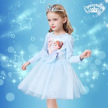 최신상 겨울왕국 엘사 안나 리본 드레스 원피스 [사은품:엘사왕관+지휘봉]