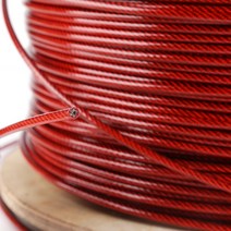 HQ RW01 빨간색 PVC 플라스틱 코팅 아연 도금 강철 와이어 로프 유연한 케이블 빨랫줄 울타리 격자 2-8MM 직경, 5MMAfterCoating
