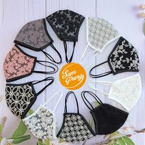 숨풍 레이스 숨쉬는 마스크 결혼식 혼주마스크 여름 패션 다회용마스크 자외선차단 목욕탕마스크 물놀이 운동 쿨 시원한 방수 마스크, 데이지블랙, 1개, 1개