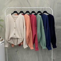 행복여[봄신상무배]버튼 브이넥 루즈핏 니트 가디건