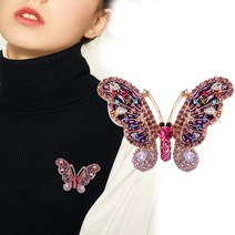 아이나메시빈티지 크리스탈 나비 브로치 여성용 대형 곤충 코르지 패션 드레스 재킷 액세서리 귀여운 주얼리