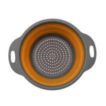 과일세척기 Fruit Vegetable Washing Machine 접이식 실리콘 드레인 바구니 야채 과일 세척 바구니 접이, 03 round-orange_02 L