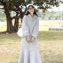 요모조모 1566 후드 머메이드 롱 원피스