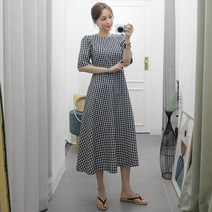 갠소 깅엄 체크 플레어 원피스