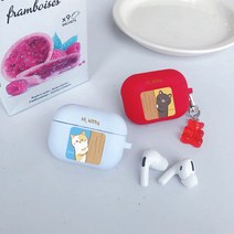 아칸케이스 종이비행 안녕고양아 에어팟프로케이스, 네이비, 고양이2