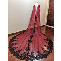 웨딩 숄 망토 케이프 다크 버건디 얇은 명주 그물 블랙 레이스 블링 스팽글 볼레로 여성 재킷 미터 길이 신부