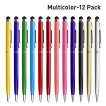 터치펜 듀얼 태블릿 호환 스마트 폰용 스타일러스 펜 태블릿 2 in 1 범용 용량 성 스크린 터치 드로잉 안드, 01 12pcs multicolor