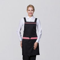 H형 사선 앞치마 서빙 주방 식당앞치마 / 자수 나염 작업가능, 블랙, 1개