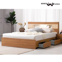 베드넷퍼니쳐 베른 썬트리 LED 일반형 서랍형 침대프레임 슈퍼싱글침대 퀸침대 매트리스, 2-2.썬트리/서랍형/슈퍼싱글/아카시아
