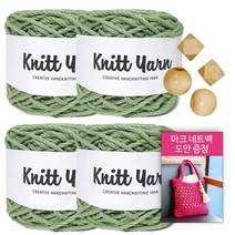 [니뜨] 2022 코트니36합(100g)x4볼+마크네트백도안+우드장식볼1세트, 446_쑥