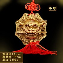 해태상 장식 동상 액막이 장식품 행운 풍수지리 해치 황금 사자, 소형 사자가 검을 깨물다.