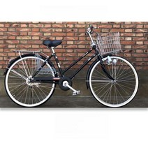 출퇴근 여성용자전거 옛날 바구니달린 자전거 클래식 레트로 여성 바이크 로드자전거, 단일 속도, 26인치, B. 블랙 센서 라이트