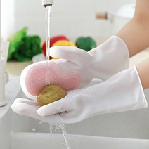 삶아쓰는 실리콘 수세미 고무장갑, 투핸드, 블루