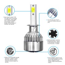 2Pcs Led 전조등 Hulbs H7 LED H1 H3 자동차 조명 H4 880 H11 HB3 9005 9006 H13 3000k 6000K 72W 12V C6 8000LM, 1개, 8000K White Blue, 9007/HB5 하이/소호