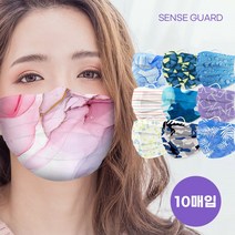 센스가드 숨쉬기 편한 국산 비말차단 패션 덴탈 마스크 40종 10매입, 다이아 블루