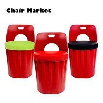국산 체어마켓 통의자 수납의자 등받이 스툴 고깃집 드럼통 깡통 옷보관 식당 업소용 화분, 레드