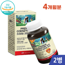프리미엄 코엔자임 큐텐 Q10 60캡슐 2개월분 코큐텐 항산화 혈행 개선 높은 혈압 감소에 도움 영양제 유비퀴놀, 2병