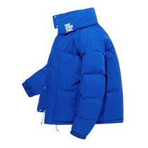 대장패딩 블루 패딩 재킷 오버사이즈 커플 솔리드 지퍼 따뜻한 두꺼운 패딩 코튼 코트