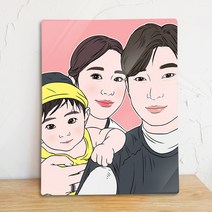 [지몬스터] 팝아트 초상화 어버이날선물 가족 일러스트 캐리커쳐 가족그림 생일 결혼기념일 선물 캔버스 아크릴액자 제작 (3인부터), 4인, 알루미늄화이트액자