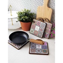 국내산 북유럽 타일 우드 패턴 예쁜 냄비받침 4종, 드림