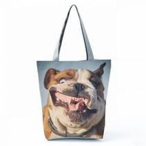 에코 백 휴대용 귀여운 동물 개 인쇄 핸드백 커스텀 쇼핑 가방 토트 선물 여성 숄더백 대용량 캐주얼 재사용 가능