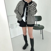 남녀공용 루즈핏 단가라 라운드 가디건 3컬러